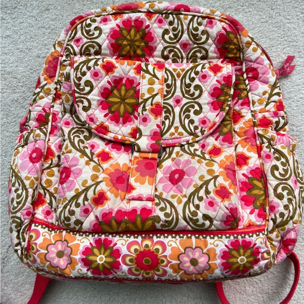 Vera Bradley Pink, Orange & Green Quilted Backpack